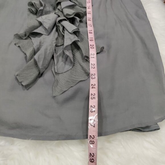 Club Monaco Sleeveless Ruffle Blouse Gray Silk And Polyester Women's M - Picture 9 of 10